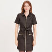 Robe droite ceinturée zippée noir femme