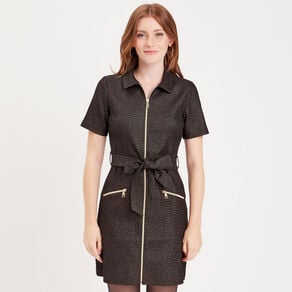 robe droite ceinturee zippee noir femme Robe droite ceinturée zippée noir femme