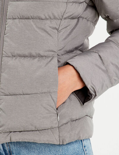 Doudoune ajustée à capuche gris clair femme