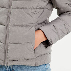 doudoune ajustee a capuche gris clair femme Doudoune ajustée à capuche gris clair femme