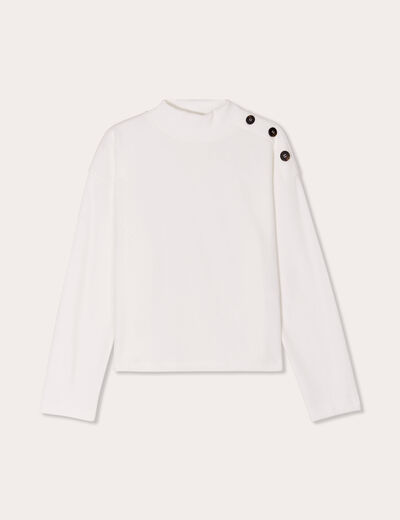 T-shirt col montant ecru femme