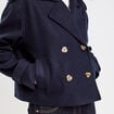 Trench droit court col tailleur bleu marine femme