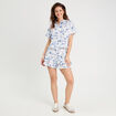 Chemise manches courtes bleu roi femme
