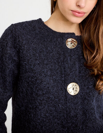 Veste effet polaire bleu marine femme