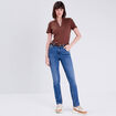Jeans droit taille haute denim stone femme