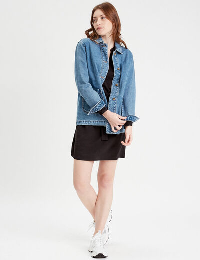 Robe droite ceinturée noir femme