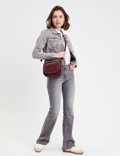 Pantalon bootcut ceinture amovible denim gris femme