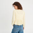 Blouse nouée manches longues blanc femme