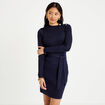 Robe pull ajust&eacute;e manches longues bleu marine femme