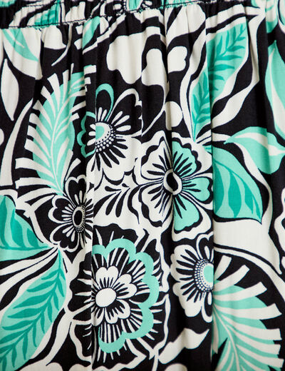 Robe &eacute;vas&eacute;e 3/4 col v manches courtes noir femme
