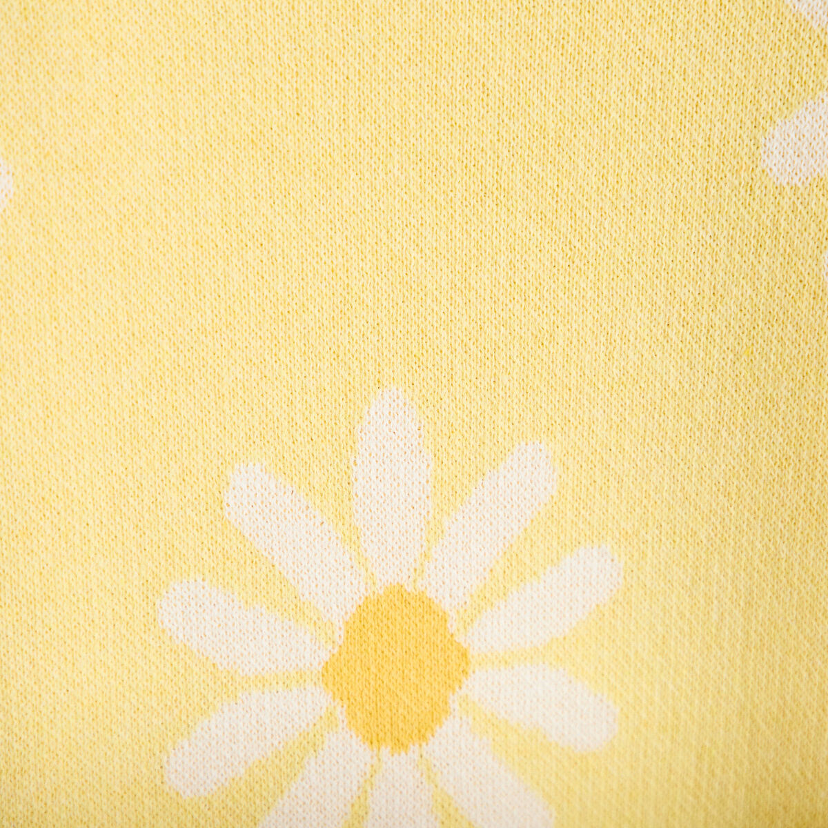 Gilet col v motif fleur jaune clair femme