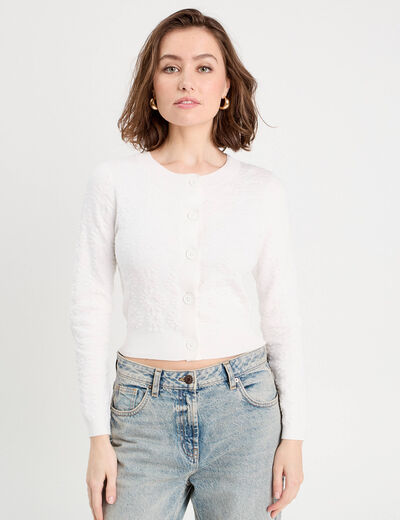 Gilet manches longues blanc femme