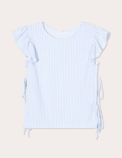 T-shirt noeuds côtés bleu femme