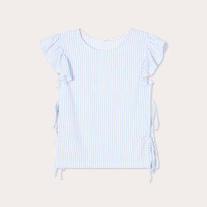t shirt noeuds cotes bleu femme T-shirt noeuds côtés bleu femme