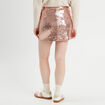 Jupe-short droite sequins rose champagne femme