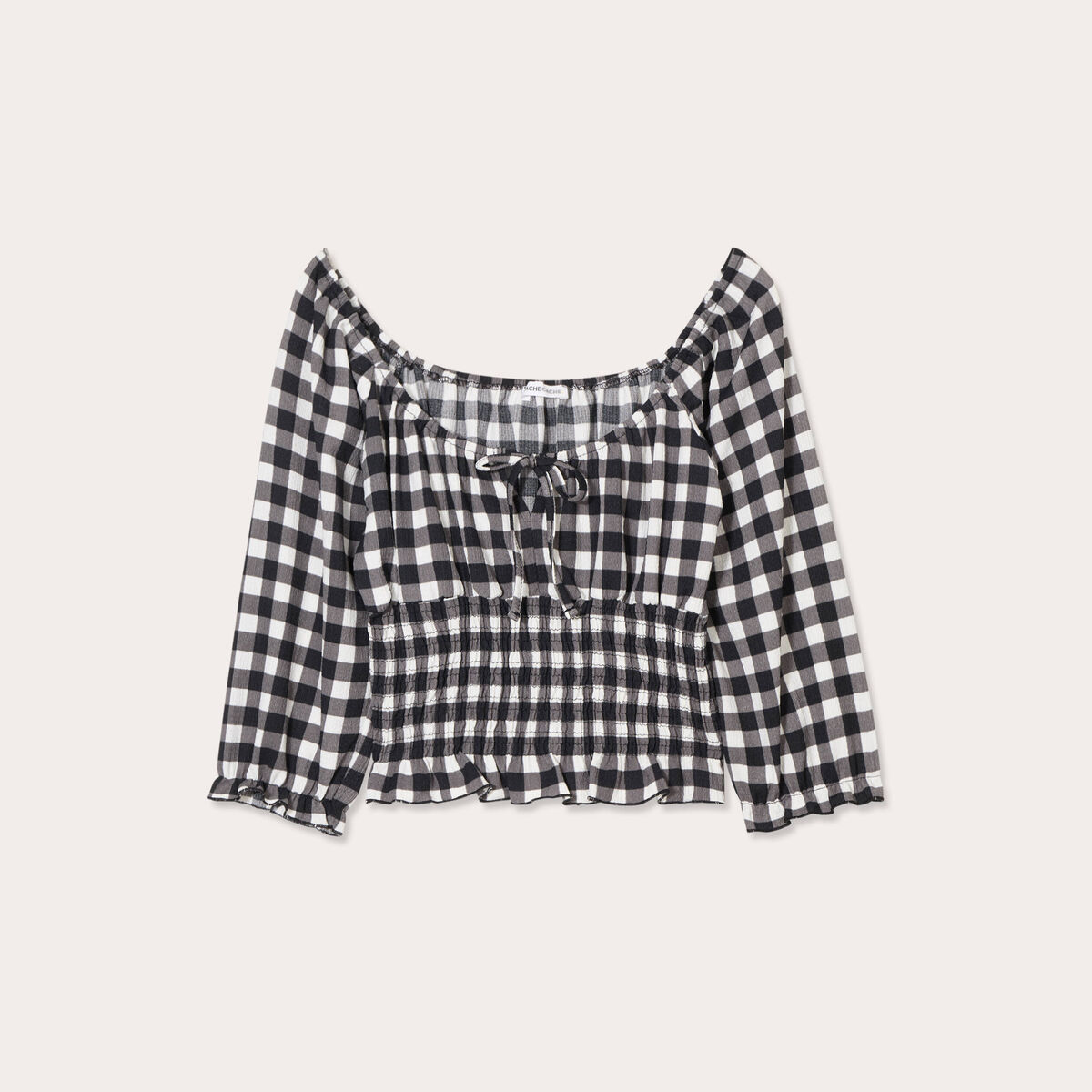 Blouse smockée manches 3/4 blanc femme