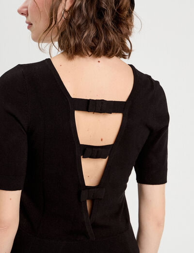 Pull manches courtes noir femme
