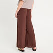 Pantalon large marron foncé femme