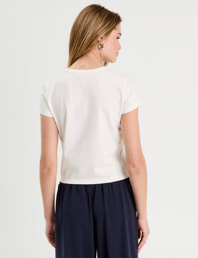 T-shirt manches courtes ecru femme