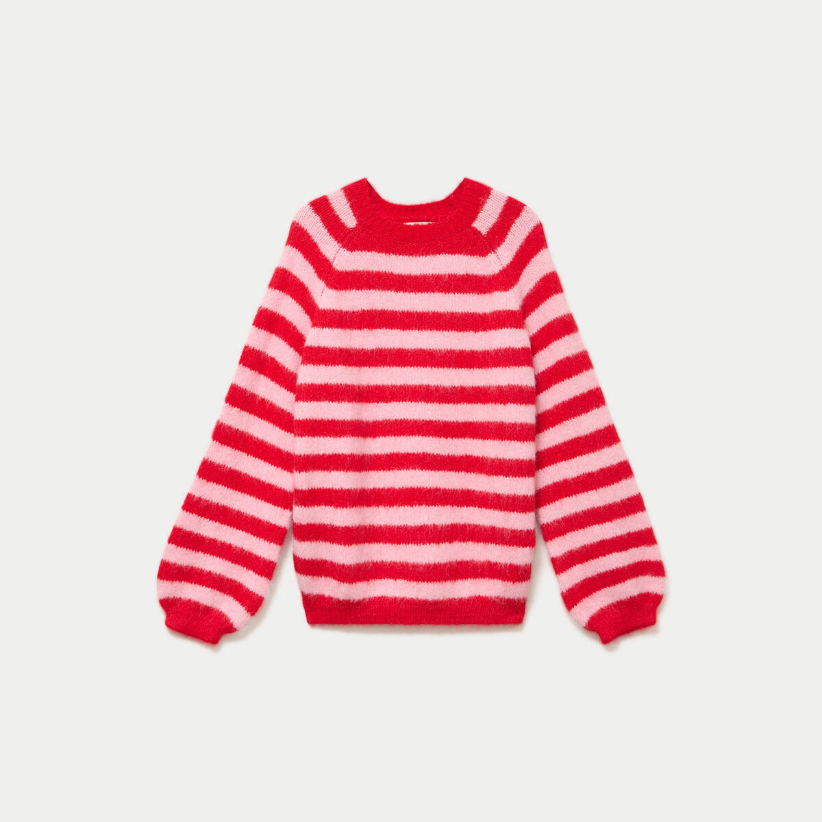 Pull ample col rond manches longues rouge femme