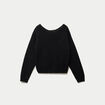 Pull col rond manches longues noir femme