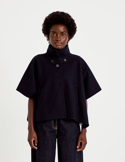 Poncho col am&eacute;ricain bleu marine femme