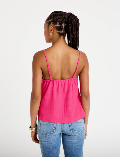 D&eacute;bardeur d&eacute;tails dentelle rose fushia femme