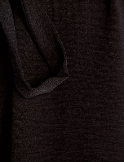 Robe longue chemise ceinturée noir femme