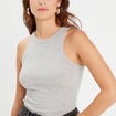 Débardeur côtelé gris clair femme