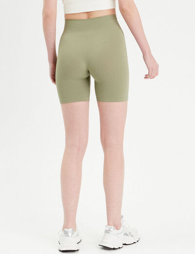 Short cycliste sans couture vert foncé femme