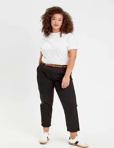Pantalon chino 7/8ème noir femme
