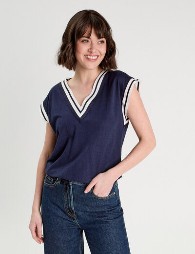 Débardeur sans manches bleu marine femme