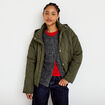 Veste droite &agrave; capuche manches longues vert kaki femme