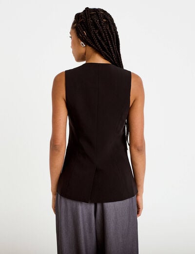 Gilet ajust&eacute; sans manches col rond noir femme