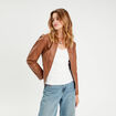 Veste droite zippée beige femme