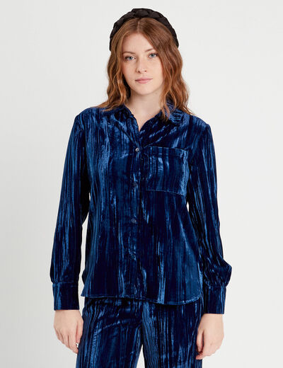 Chemise en velours bleu foncé femme