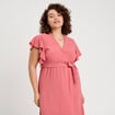 Robe longue évasée cache-coeur vieux rose femme