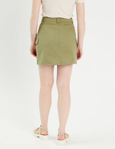 Jupe cargo en jean vert kaki femme