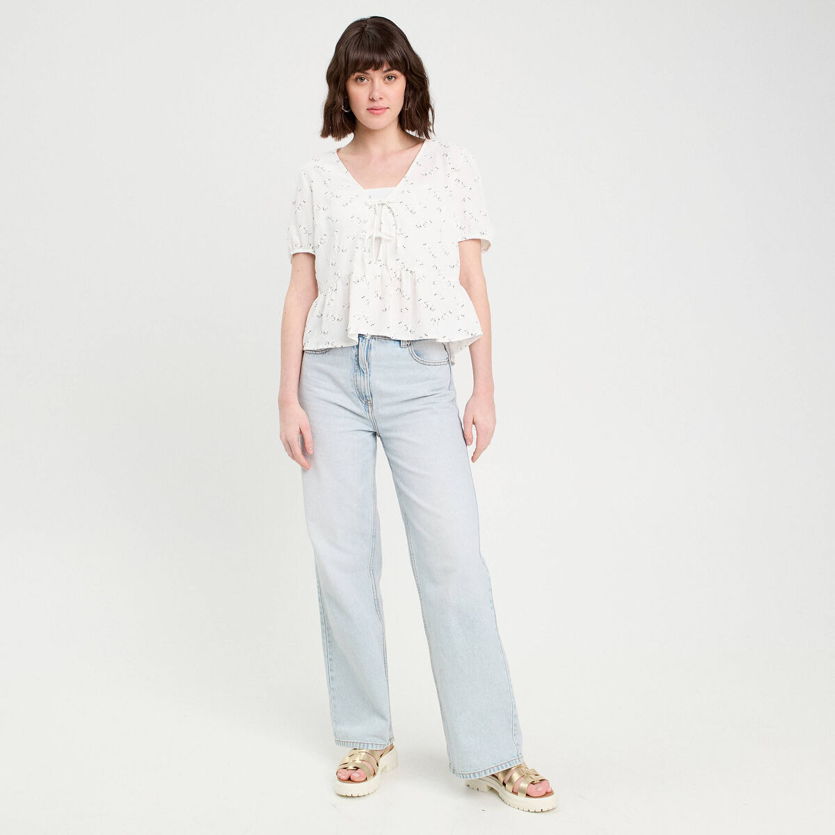 Blouse noeuds devant blanc femme