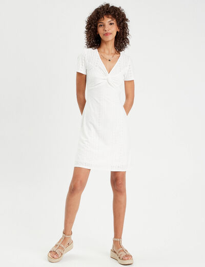 Robe empire évasée ecru femme