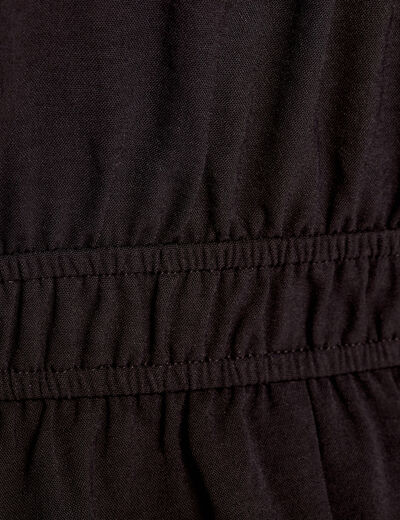Robe évasée manches 3/4 noir femme