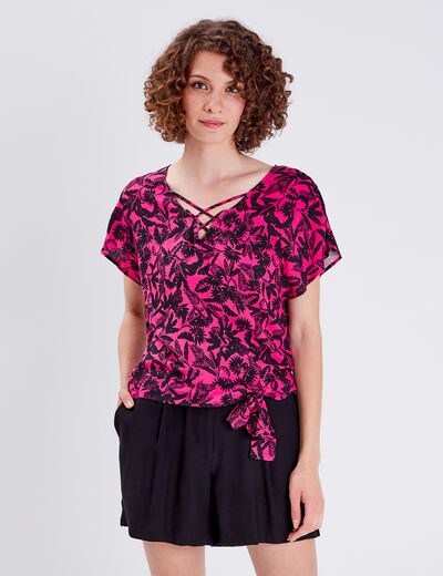Blouse manches courtes rose femme