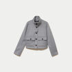 Veste courte aspect laineux gris femme