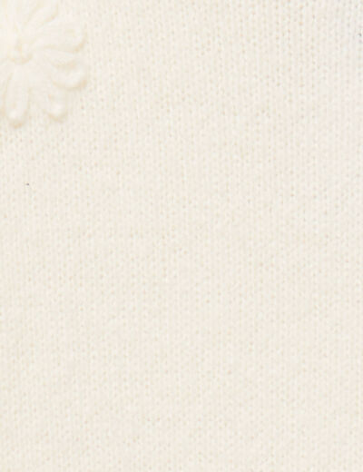 Pull brod&eacute; manches longues ecru femme