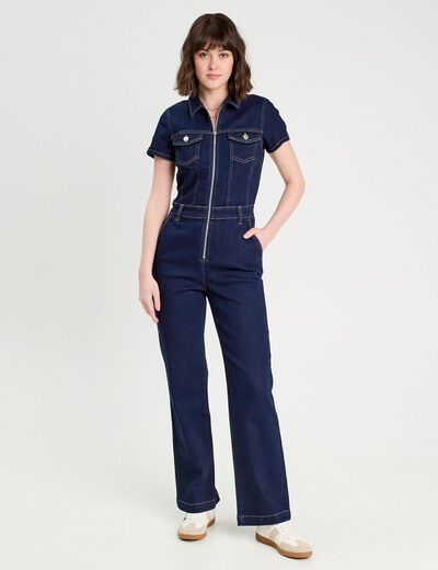 Combinaison pantalon en jean denim brut femme