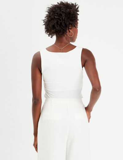 Débardeur effet seconde peau blanc femme