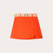 Jupe-short ceinturée contenant du lin orange femme