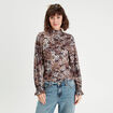 T-shirt col montant marron femme