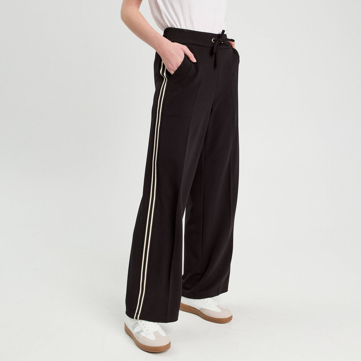 Pantalon large style jogging noir femme