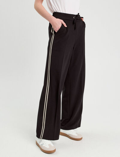 Pantalon large style jogging noir femme